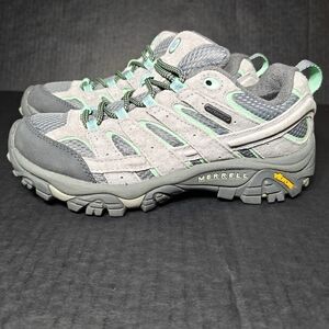 Merrell Women's Moab 2 Waterproof Drizzle/Mint Vibram Hiking Shoes Size 7.5